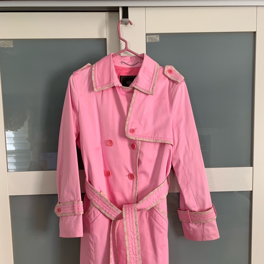 Coach Pink Soho Sateen Trench Coat